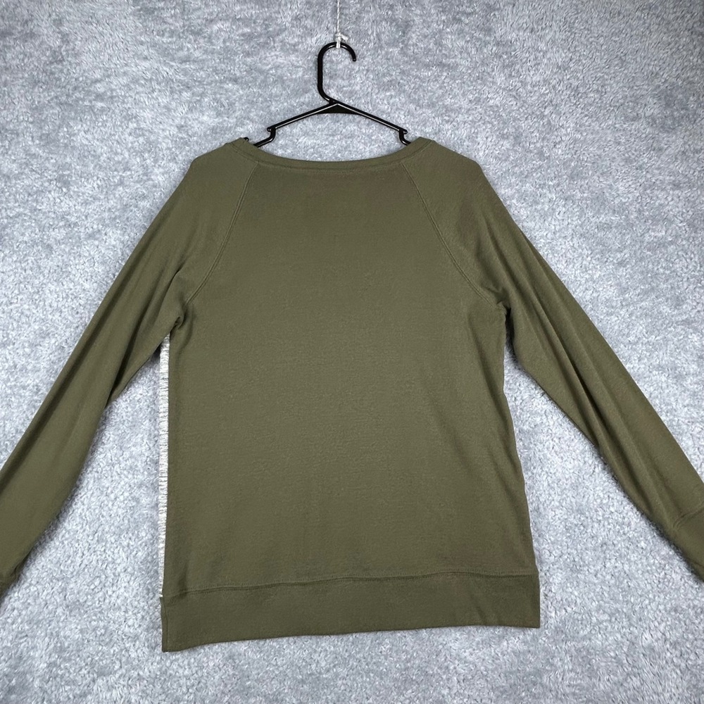 Eddie Bauer Quilted Raglan Crewneck Sweatshirt Olive Green Heathered Gray Size M - Picture 4 of 6